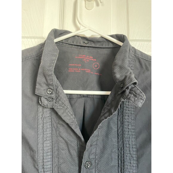ALLSAINTS Men's Button Up Jesmond Shirt Black Cotton size M long sleeve y2k - Picture 6 of 8
